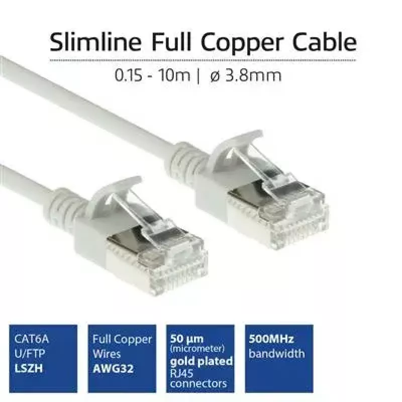 ACT Grey 10 m LSZH U/FTP CAT6A datacentra tievais patch kabelis ar aizsargvāciņu un RJ45 savienotājiem