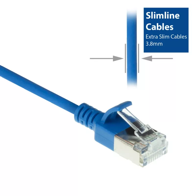 ACT Blue 7 m LSZH U/FTP CAT6A plāns datu centra kabelis ar RJ45 savienotājiem