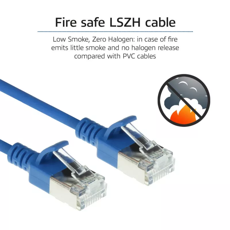 ACT Blue 7 m LSZH U/FTP CAT6A plāns datu centra kabelis ar RJ45 savienotājiem