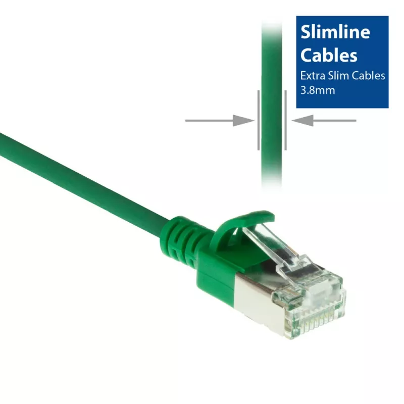 ACT Green 7 metru LSZH U/FTP CAT6A plānais datu centra savienojuma kabelis ar aizsargvāciņu un RJ45 savienotājiem