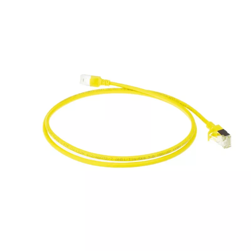 ACT Yellow 7m LSZH U/FTP CAT6A datacenter slimline patch kabelis ar RJ45 savienotājiem