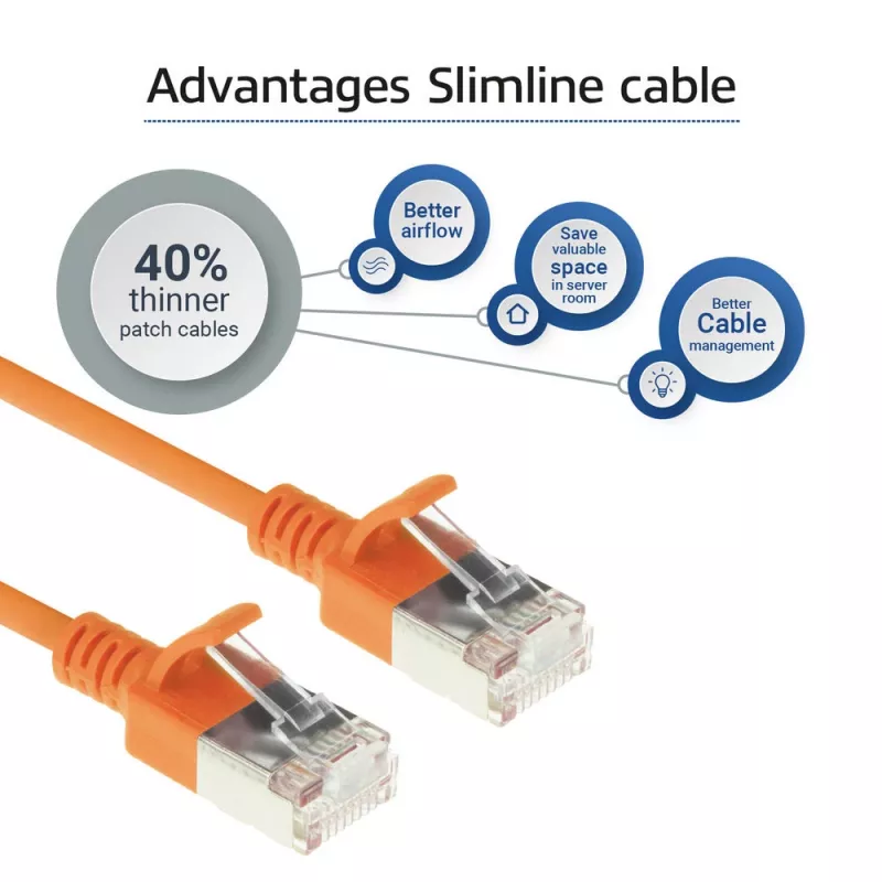 ACT Orange 3 m LSZH U/FTP CAT6A datacenter plānais patch vads ar RJ45 savienotājiem