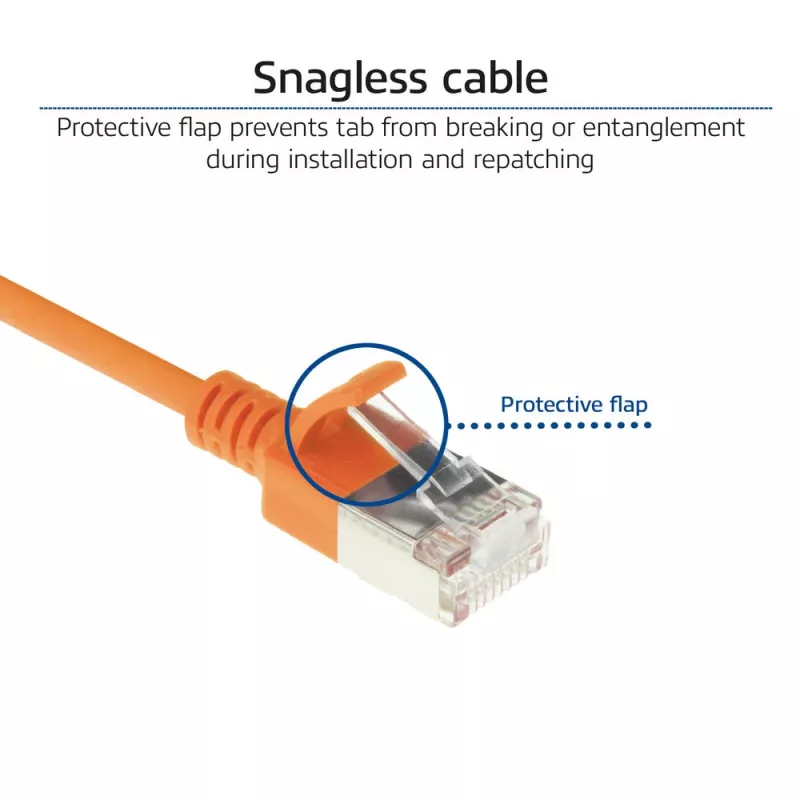 ACT Orange 7 m LSZH U/FTP CAT6A datacentra tievā patch kabelis ar aizsargvāciņu un RJ45 savienotājiem