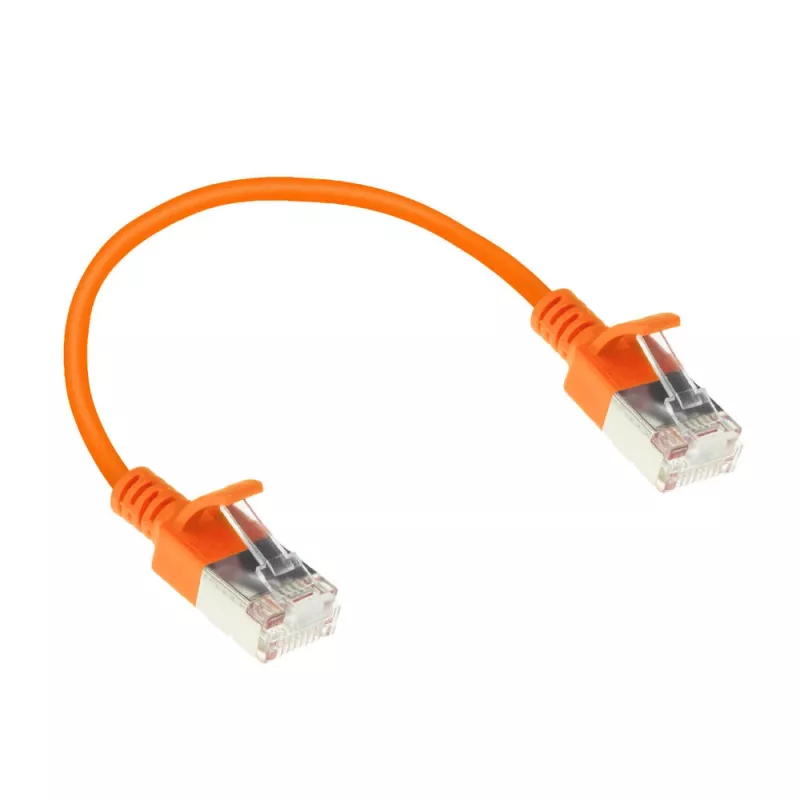 ACT Orange 0,25 m LSZH U/FTP CAT6A datu centra tievais savienojuma kabelis ar aizsargātiem RJ45 savienotājiem