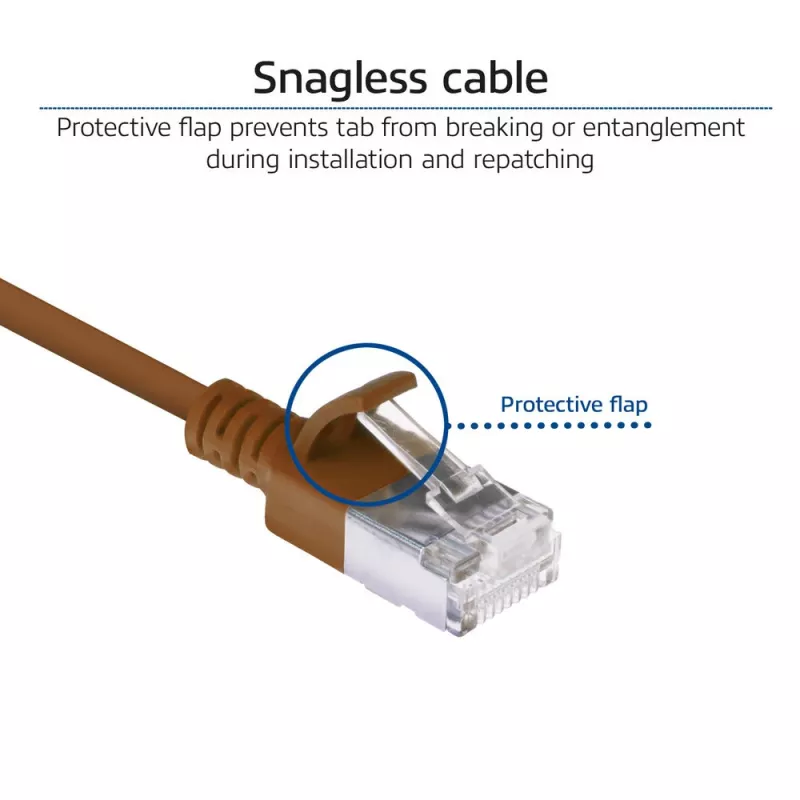 ACT Brown 0.25m LSZH U/FTP CAT6A datacentra slaidais savienojuma kabelis ar snagless RJ45 savienotājiem