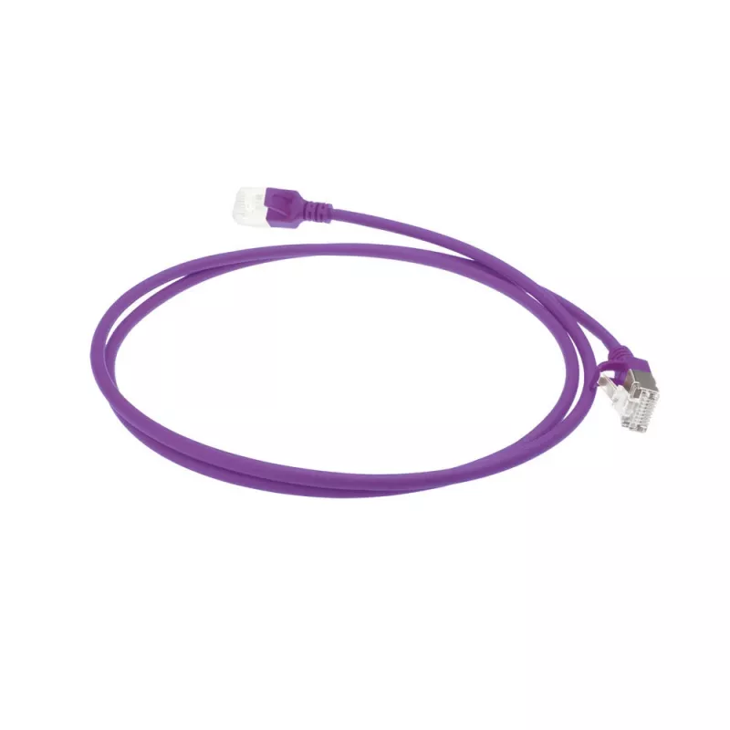 ACT Purple 10 metru LSZH U/FTP CAT6A datacentra plānais lēciena kabelis ar RJ45 savienotājiem