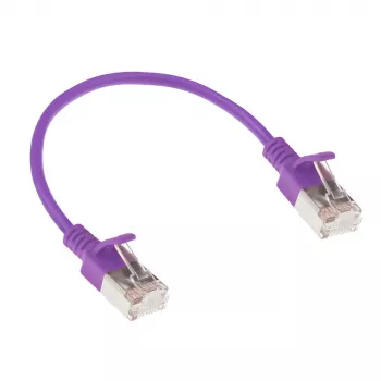 ACT Purple 0.15 m LSZH U/FTP CAT6A plānveida datu centra lēciena kabelis ar RJ45 savienotājiem
