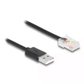 DeLOCK signāla kabelis 2 m Melns USB-A RJ-50 Vīriešu/Vīriešu 67016
