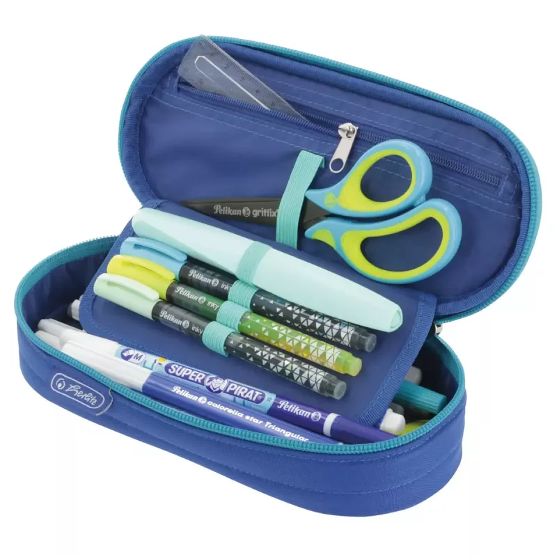 Herlitz Dip Dye Soft penālis no poliestera, zils/tirkīzs, 215x95x60 mm