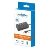Manhattan 4-portu USB-C dokstacija/hubs ar slēdžiem katram portam, USB-A (x4), 5 Gbps (USB 3.2 Gen1), universāls, barošana no USB vai ārēja adaptera (nav iekļauts), kabelis 1.5m, melns, 3 gadu garantija