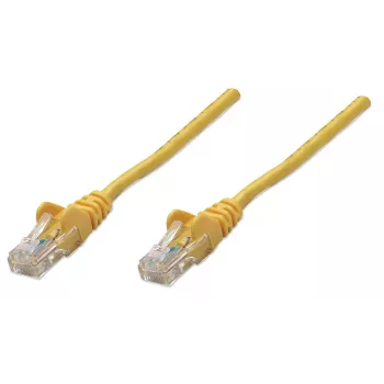 Intellinet tīkla vīts, Cat5e, 1m, Dzeltena, CCA, U/UTP, PVC, RJ45, Zeltīti kontakti, Aizsargāta, Ar boot, Mūža garantija