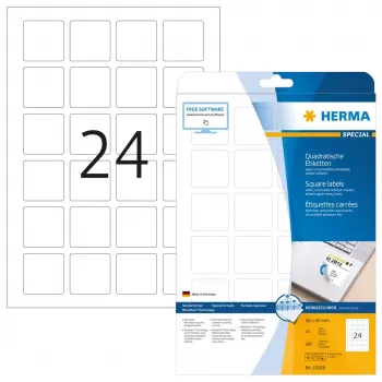 Noņemamās uzlīmes HERMA 10108 A4 40x40 mm kvadrātveida baltas