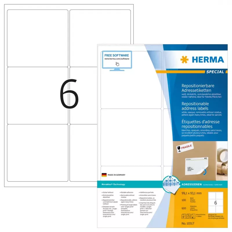 Pārvietojamas adrešu uzlīmes HERMA 10317