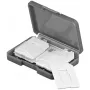 GOOBAY 95349 atmiņas karšu glabāšanas kaste — 4 sloti, SD/MicroSD/MMC, pelēka caurspīdīga plastmasa