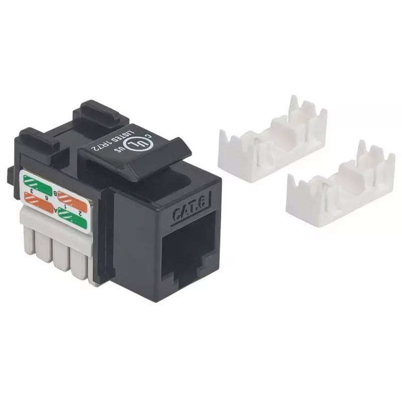 Intellinet Keystone Jack, Cat6, UTP, Punch-down, Melns, Plakans