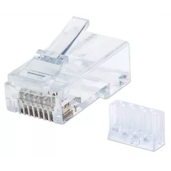 Intellinet RJ45 modulārie spraudņi, Cat6, UTP, 3-zaru, cietai stieplei, 15 µ apzeltīti kontakti, 90 iepakojumā