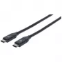 Manhattan USB-C uz USB-C kabelis, 50 cm, vīrietis-vīrietis, melns, 10 Gbps (USB 3.2 Gen2), 3A ātra uzlāde, SuperSpeed+ USB, mūža garantija