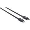 Manhattan USB-C uz USB-C kabelis, 50 cm, vīrietis-vīrietis, melns, 10 Gbps (USB 3.2 Gen2), 3A ātra uzlāde, SuperSpeed+ USB, mūža garantija