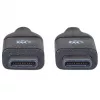Manhattan USB-C uz USB-C kabelis, 50 cm, vīrietis-vīrietis, melns, 10 Gbps (USB 3.2 Gen2), 3A ātra uzlāde, SuperSpeed+ USB, mūža garantija