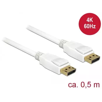 DisplayPort kabelis DeLOCK 85507 0.5 m Balts