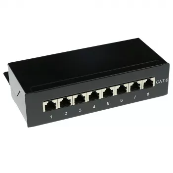 Virsmā montējama ekranēta sadales kārba ACT 8-portu CAT6, 173×44 mm