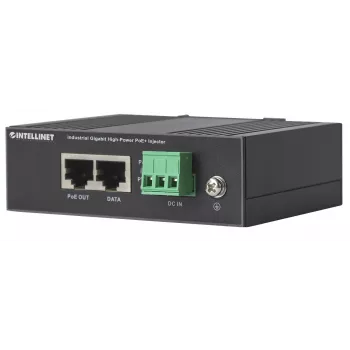 Intellinet Industrial Gigabit PoE+ Injektors, 1 x 30 W Ports, IEEE 802.3at/af, Metāla Korpusā