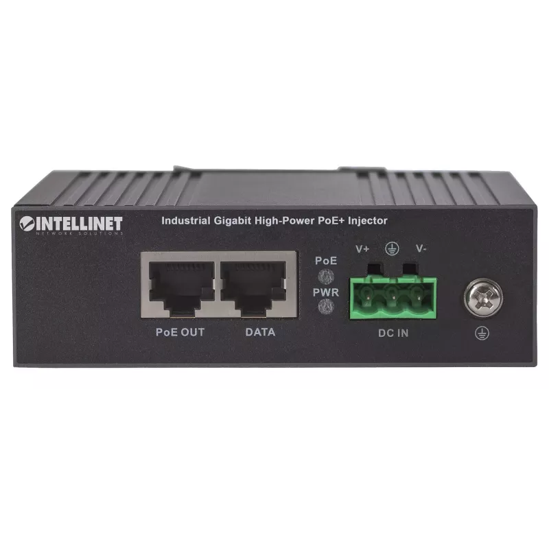 Intellinet Industrial Gigabit PoE+ Injektors, 1 x 30 W Ports, IEEE 802.3at/af, Metāla Korpusā