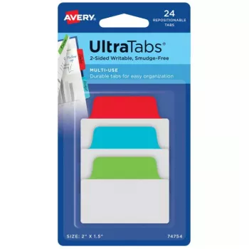 Avery Ultra Tabs 74754 tukšas lapas cilnes zilā, zaļā, sarkanā krāsā