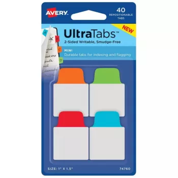 Avery Ultra Tabs 74760 tukšās cilnes indeksēšanai zilā, zaļā, oranžā, sarkanā krāsā