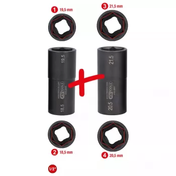Uzgriežņu atslēgu komplekts KS Tools 515.0895 1/2 collas piedziņa 2 uzgriežņu atslēgu galviņas