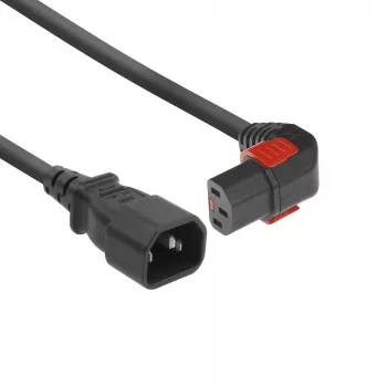 ACT barošanas kabelis C14 - C13 IEC Lock (leņķveida) melns 3 m, PC2052