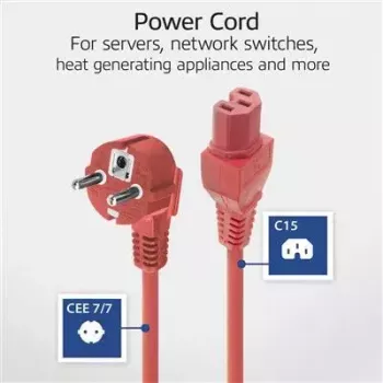 ACT strāvas vads CEE 7/7 vīrišķais leņķveida C15 sarkans 2 m 250 V 10 A