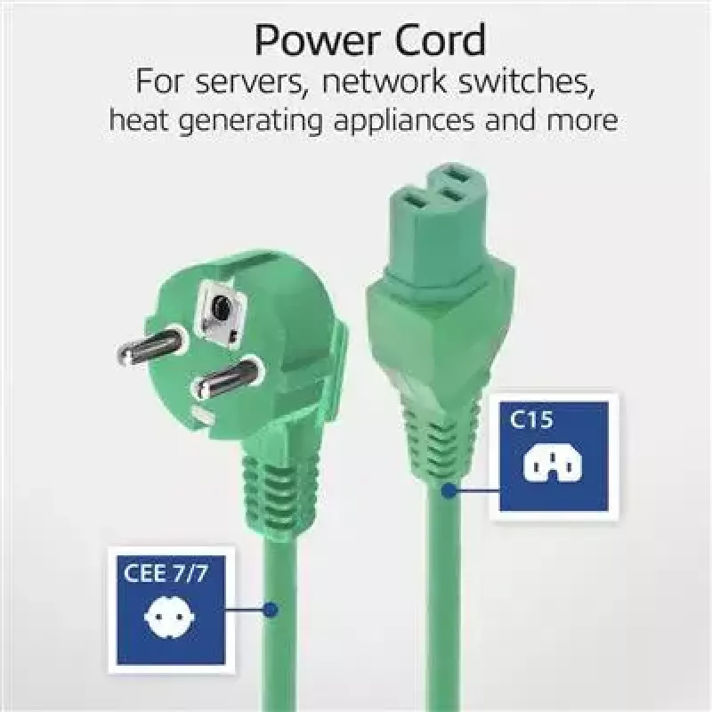 ACT strāvas vads CEE 7/7 vīriešu leņķveida C15 zaļš 1 m 250 V 10 A