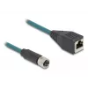 DeLOCK M12 adaptera kabelis A-kodēts 8 kontaktu sievišķais uz RJ45 sievišķo 50 cm