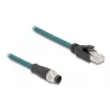 Tīkla kabelis DeLOCK M12 A-kodēts 8 kontaktu vīrišķais uz RJ45 vīrišķo 50 cm