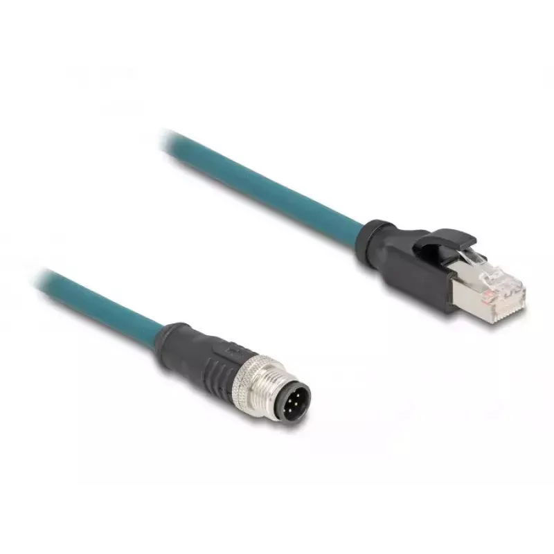 Tīkla kabelis DeLOCK M12 A-kodēts 8 kontaktu vīrišķais uz RJ45 vīrišķo 50 cm