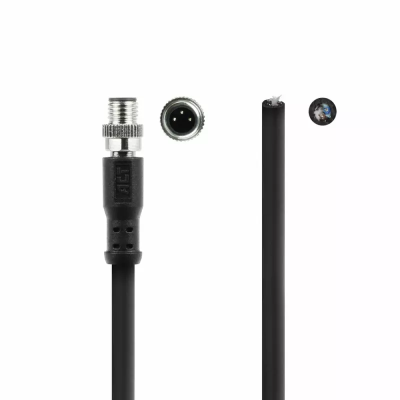 ACT Industrial sensora kabelis 5,00 m M8A 3-pin vīriešu uz atvērtu galu, Ultraflex Xtreme TPE, ekranēts