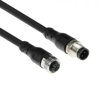 ACT Industrial sensora kabelis 5,00 m M12A 4-pin vīriešu uz M12A 4-pin sieviešu, Superflex Xtreme TPE, ekranēts