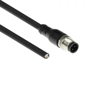 ACT Industrial sensora kabelis M12A 4-pin vīriešu uz brīvu galu Superflex Xtreme TPE, ekranēts, 3 m