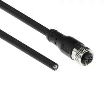ACT Industrial sensora kabelis 5.00 m M12A 4-pin sievišķais uz atvērtu galu Superflex Xtreme TPE, ekranēts