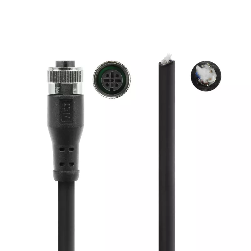 ACT Industrial sensora kabelis 5,00 m M12A 5-pin vīrietis uz atvērtu galu, Superflex Xtreme TPE, ekranēts