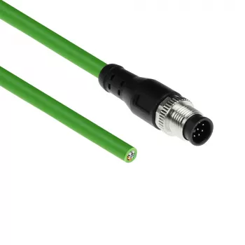 ACT Industrial sensora kabelis 5,00 m M12A 8-pin vīrišķais uz brīvu galu, Ultraflex TPE, ekranēts