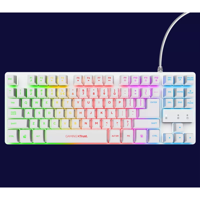 Trust GXT 833W Thado tastatūra Gaming USB QWERTZ Baltā
