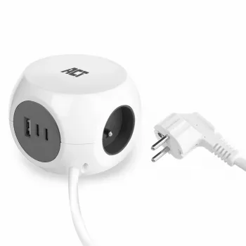 ACT AC2425 pagarinātājs ar USB 1.5 m 3 kontaktligzdas Balts