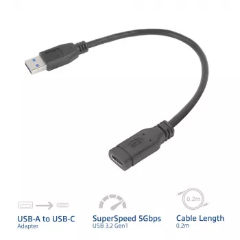 USB adapteris ACT AC7460 USB A vīrišķais uz 24 kontaktu USB‑C sievišķo, 20 cm, 5 Gbps