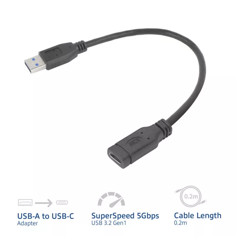 USB adapteris ACT AC7460 USB A vīrišķais uz 24 kontaktu USB‑C sievišķo, 20 cm, 5 Gbps