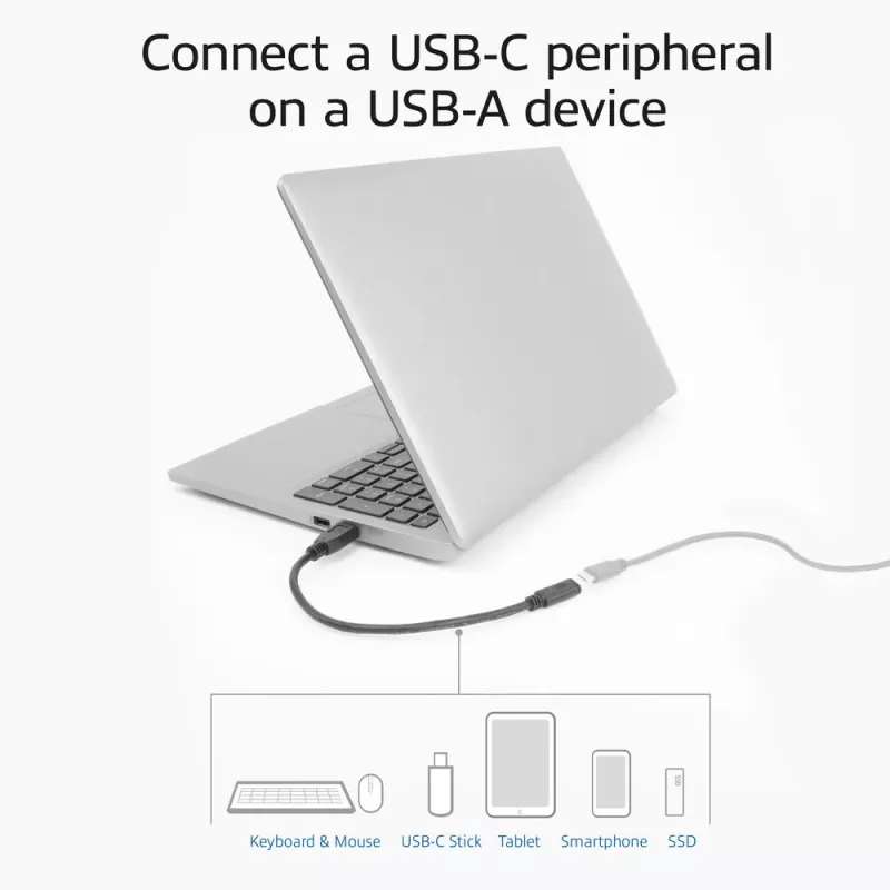 USB adapteris ACT AC7460 USB A vīrišķais uz 24 kontaktu USB‑C sievišķo, 20 cm, 5 Gbps