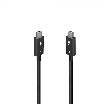 Lindy Thunderbolt 5 kabelis 1m, 80Gbps, pasīvs, vīriešu savienotāji, melns