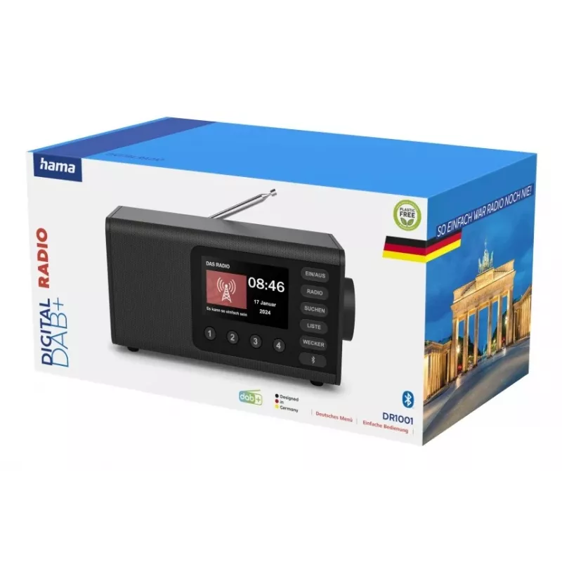 Personālais radio Hama DR1001 DAB/DAB+/FM 5W TFT displejs