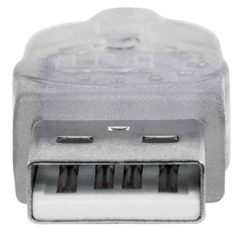 Manhattan USB-A pagarinātājkabelis, 1,8m, vīriešu/sieviešu, 480 Mbps (USB 2.0), Hi-Speed USB, caurspīdīgs sudrabs, mūža garantija